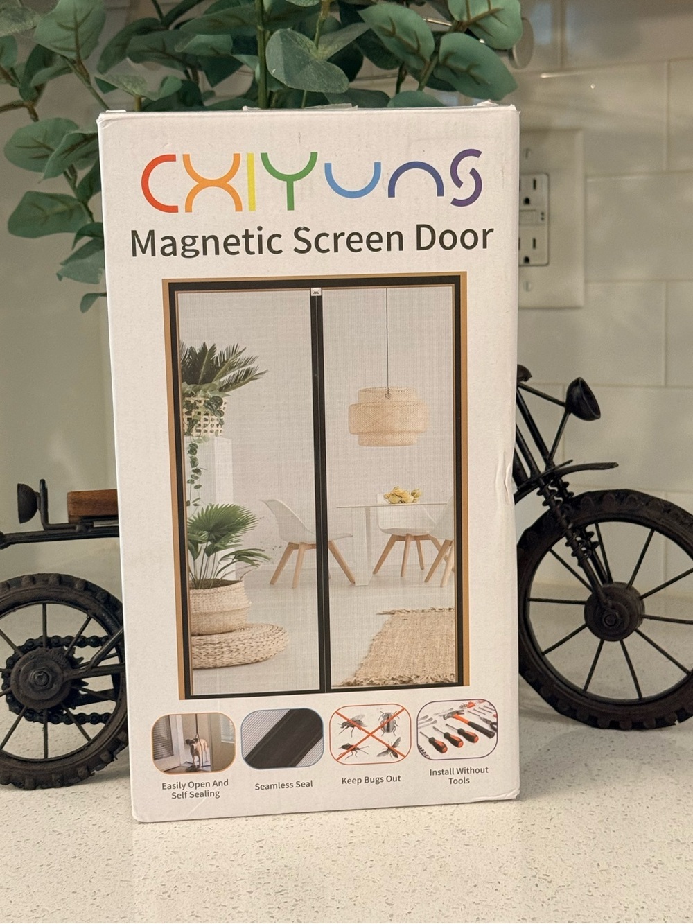 CXIYUNS Magnetic Screen Door 38” x 81.6” – Fits 36” x 80” Door – Gray – New